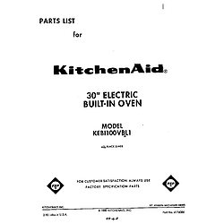 KEBI100VBL Electric Built-In Oven Front cover Parts diagram