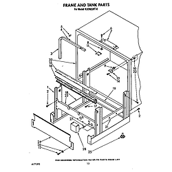 KUDM220T0 Dishwasher Frame and tank Parts diagram