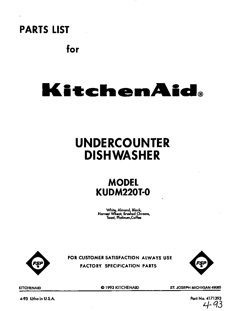 Kitchenaid Kudm220t0 Timer Stove Clocks And Appliance Timers