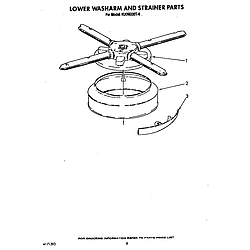 KUDM220T0 Dishwasher Lower washarm and strainer Parts diagram