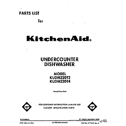 KUDM220T4 Dishwasher Front cover Parts diagram