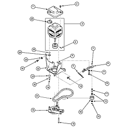 LWA40AW2 Top Loading Washer Motor, belt and pump and idler assy Parts diagram