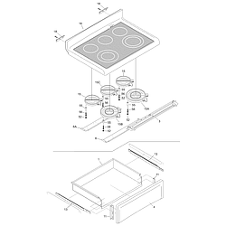 PGLEF385CQ1 Electric Range Top/drawer Parts diagram