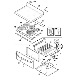 PLEF398ACA Electric Range Top/drawer Parts diagram