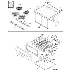 PLEF398DCE Electric Range Top/drawer Parts diagram