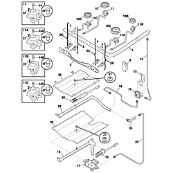 PLGF389CCB Gas Range Burner Parts diagram