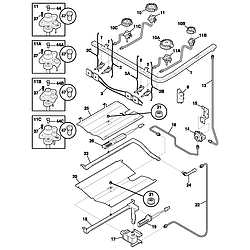 PLGF389CCC Gas Range Burner Parts diagram