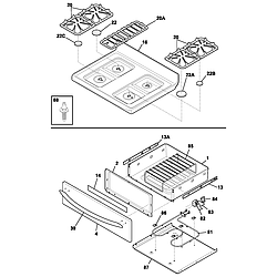 PLGF389CCC Gas Range Top/drawer Parts diagram