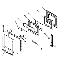 RBD305PDB6 Electric Oven Upper oven door Parts diagram