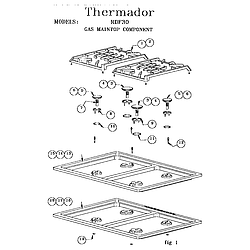 RDF30QB Freestanding Dual Fuel Range Gas maintop component Parts diagram