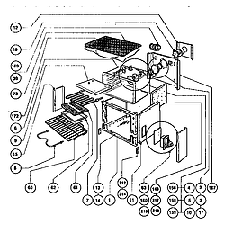 RED30VQ Electric Drop-In Range Main oven liner and module Parts diagram