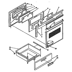 RF364PXYQ3 Electric Free Standing Range Door and drawer Parts diagram