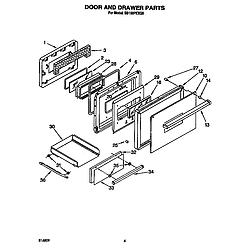 SB160PEXB1 Built In Gas Oven Door and drawer Parts diagram