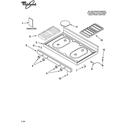 SF315PEPW1 Free Standing - Gas Cooktop Parts diagram