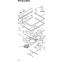 YKERC507HW0 Free Standing Electric Range Cooktop Parts diagram