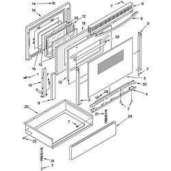 YKERS507HWO Free Standing Electric Range Door and drawer Parts diagram