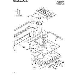 YKGRT607HS5 Free Standing Gas Range Cooktop Parts diagram