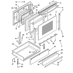 YKGRT607HS5 Free Standing Gas Range Door and drawer Parts diagram